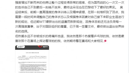 陈梦宣布退出世界排名！