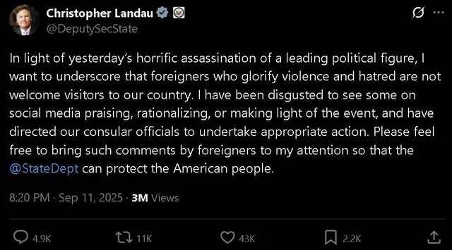 美高官警告:不许嘲笑,否则赶出美国!